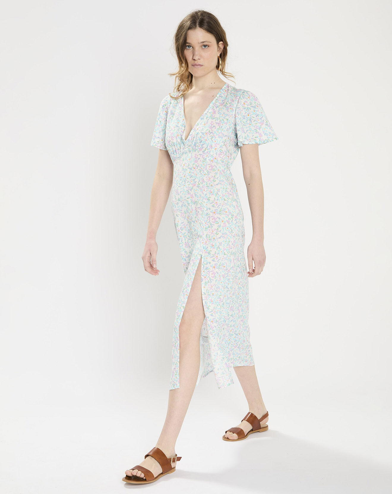 Billabong Robe longue Jet Set à fleurs bleu clair/rose/blanc