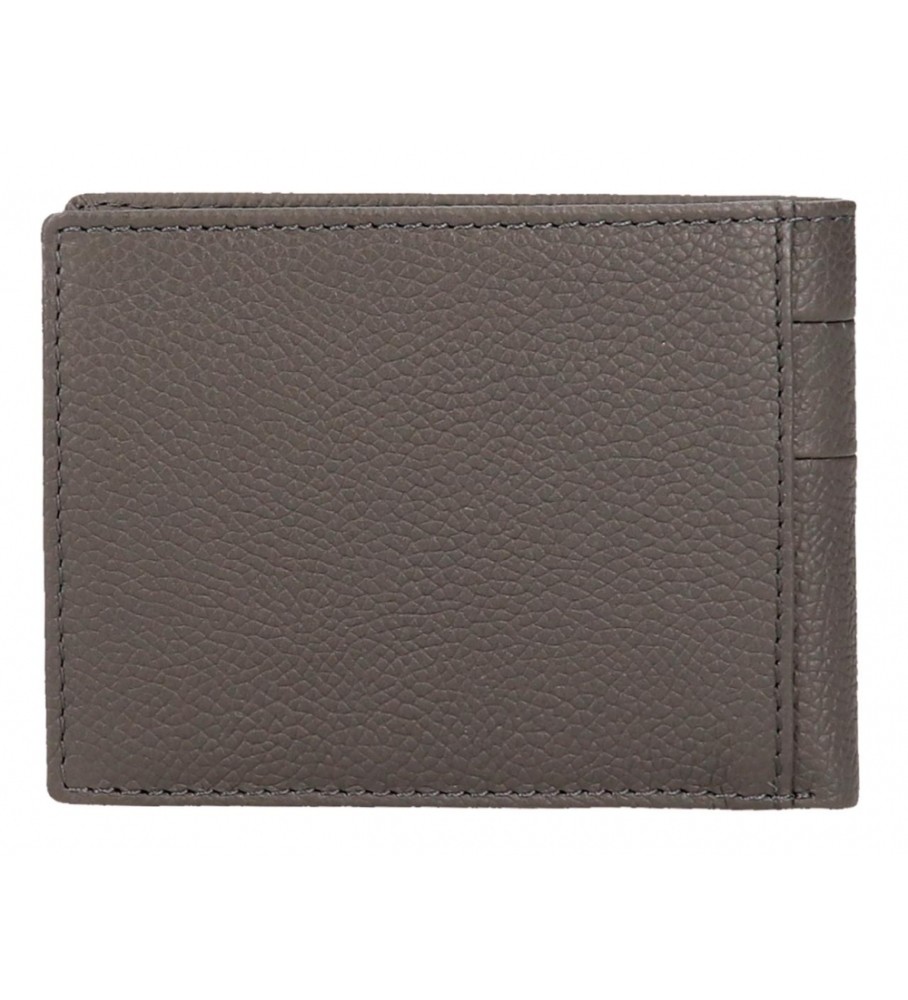 Carteira Pepe Jeans Checkbox em couro cinza
