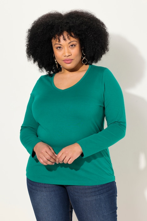 Shirt, Slim, V-Ausschnitt, Langarm