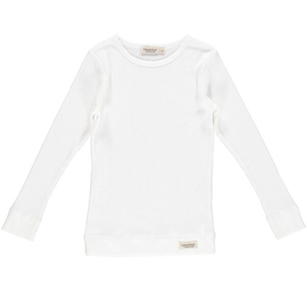Modal T-Shirt Plain L/Æ Gentle White - MarMar