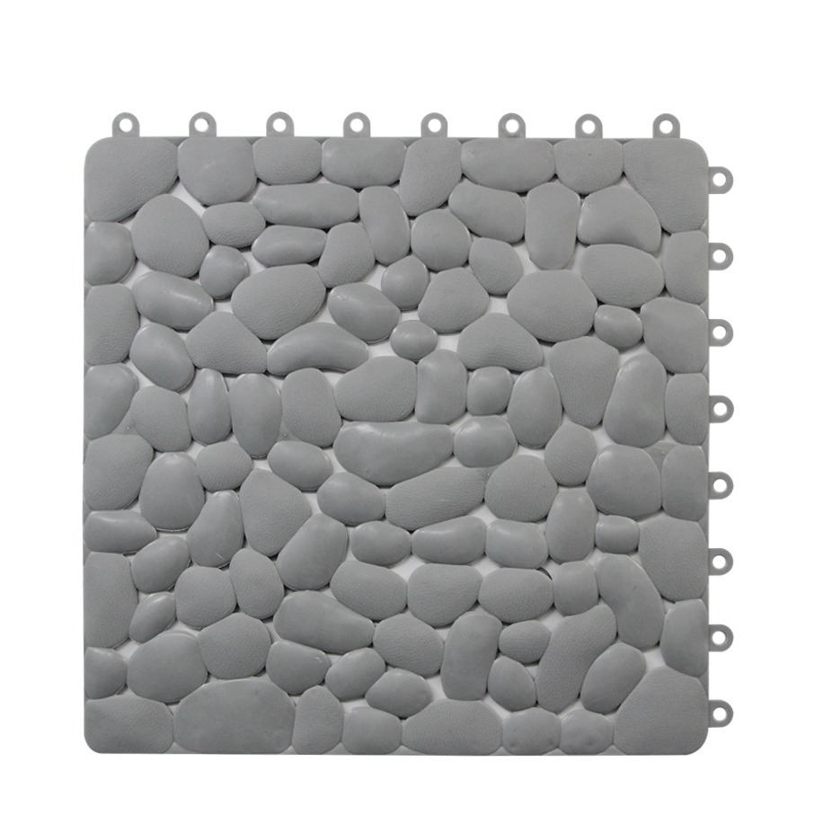 (30x30cm) Anti-Rutsch Dusch Matte Badewannen Einlage Klick Fliese in Stein Optik - Grau