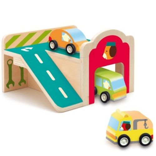 Djeco mini garage   3 autootjes