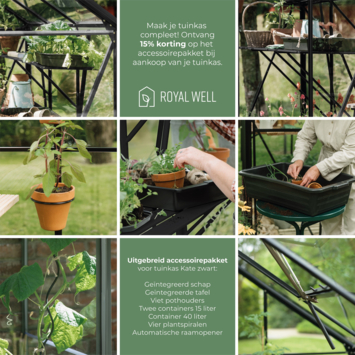 Royal Well Kate III kweekkas aluminium zwart 6,0 m²
