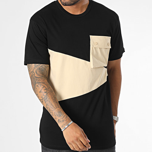 Tee Shirt Poche Noir Beige