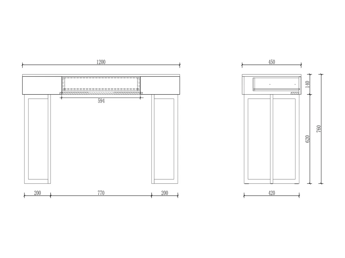 Bureau console avec 1 tiroir - MDF laqué et métal - Noir et doré - TORELI de Pascal Morabito