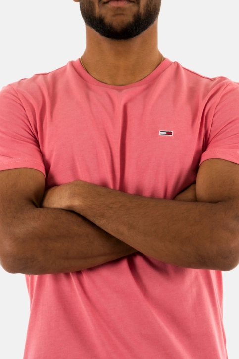 Tee shirt tommy jeans xslim jaspe tig preppy pink heather