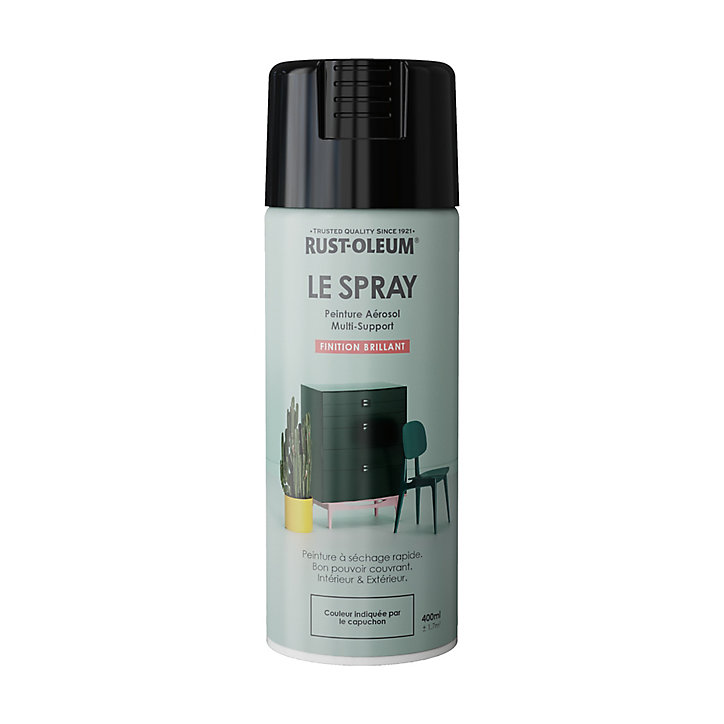 Peinture aérosol multisupport Rust-Oleum Le Spray noir brillant 400ml