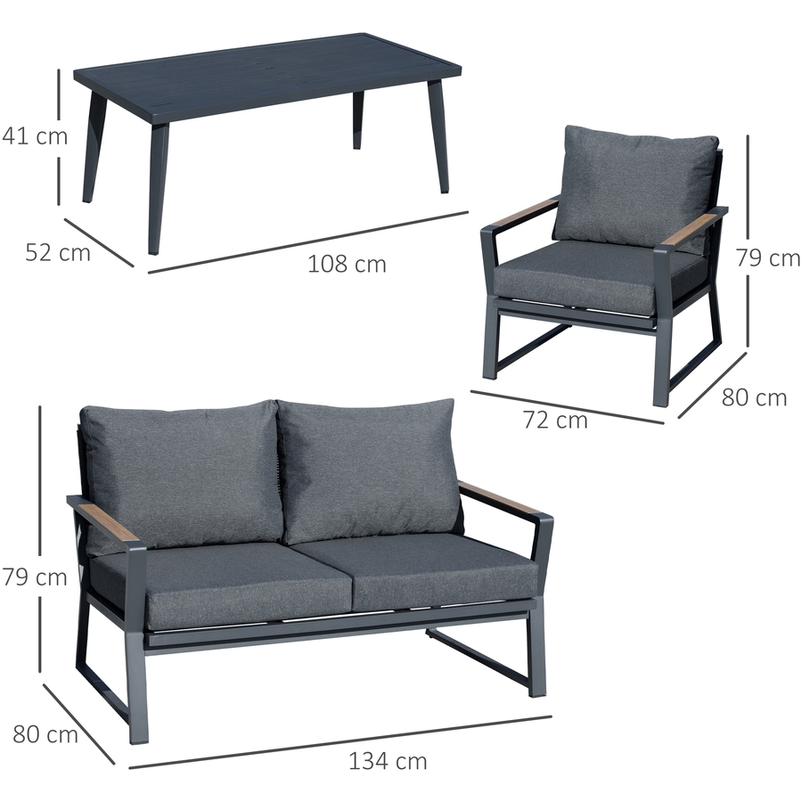 Outsunny Gartenmöbel Set mit Tisch grau