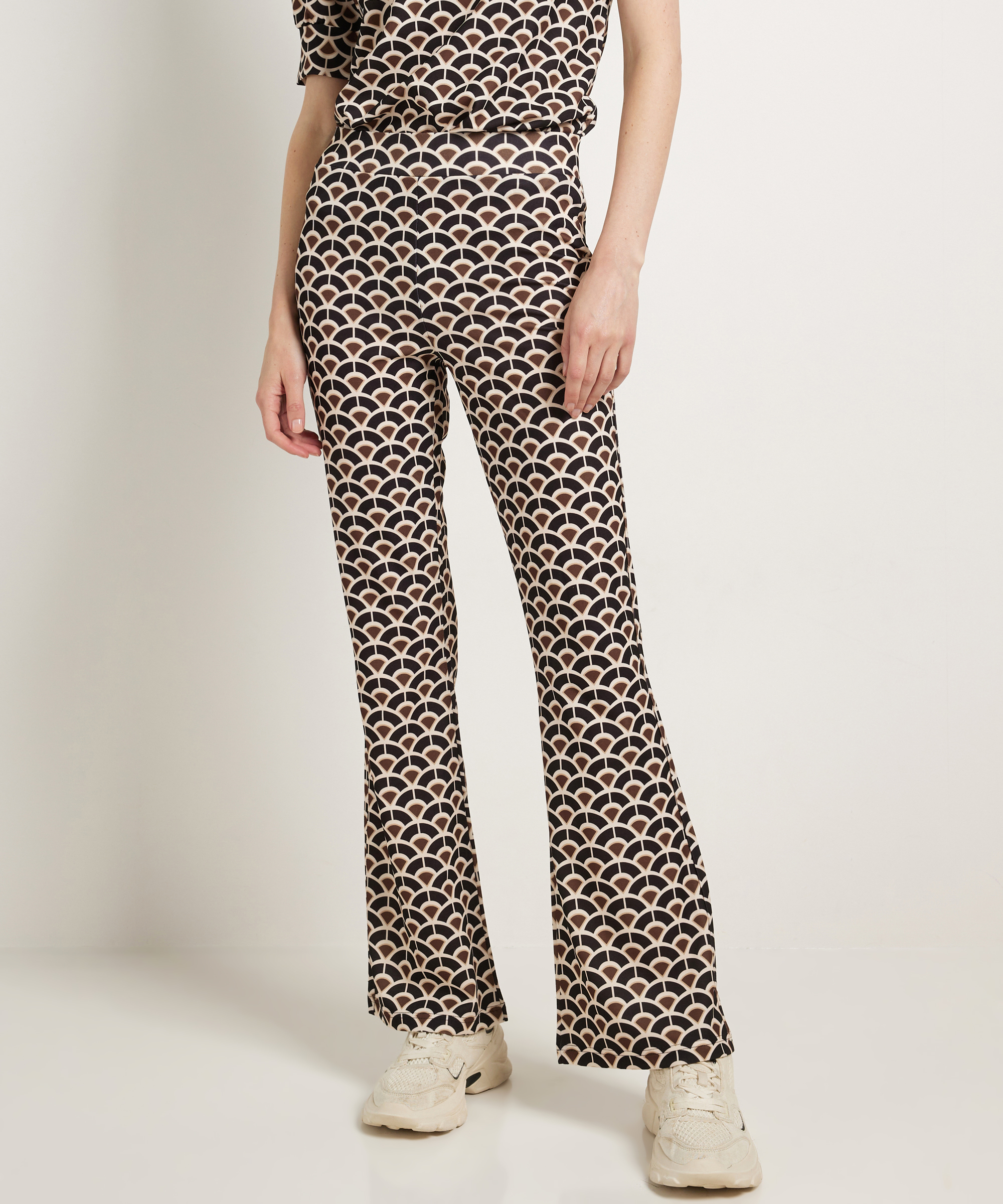 flared fit broek met print