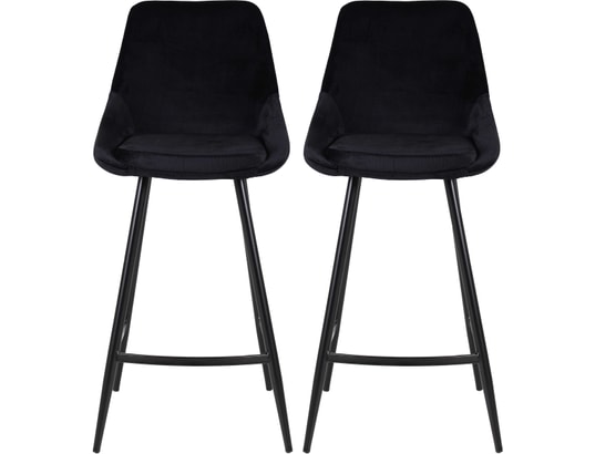 PRO LIVING - Tabouret de bar Lot de 2 T. Bari noir velours (plan)