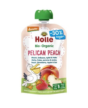 HOLLE Pelican Peach Pouchy Pfirsich Erdbeere Apfel und Hafer Btl 100 g