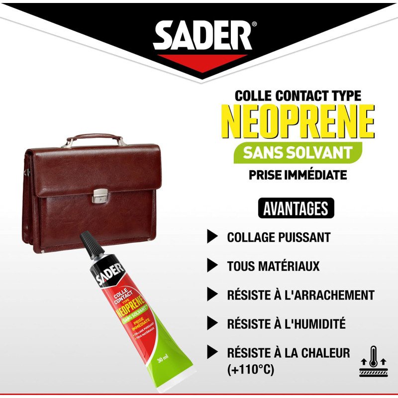 Colle contact type néoprène sans solvant - transparent - 30 mL