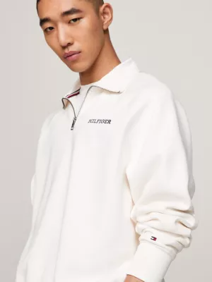 Moletom Hilfiger Monotype com zíper até o peito e modelagem Archive Fit