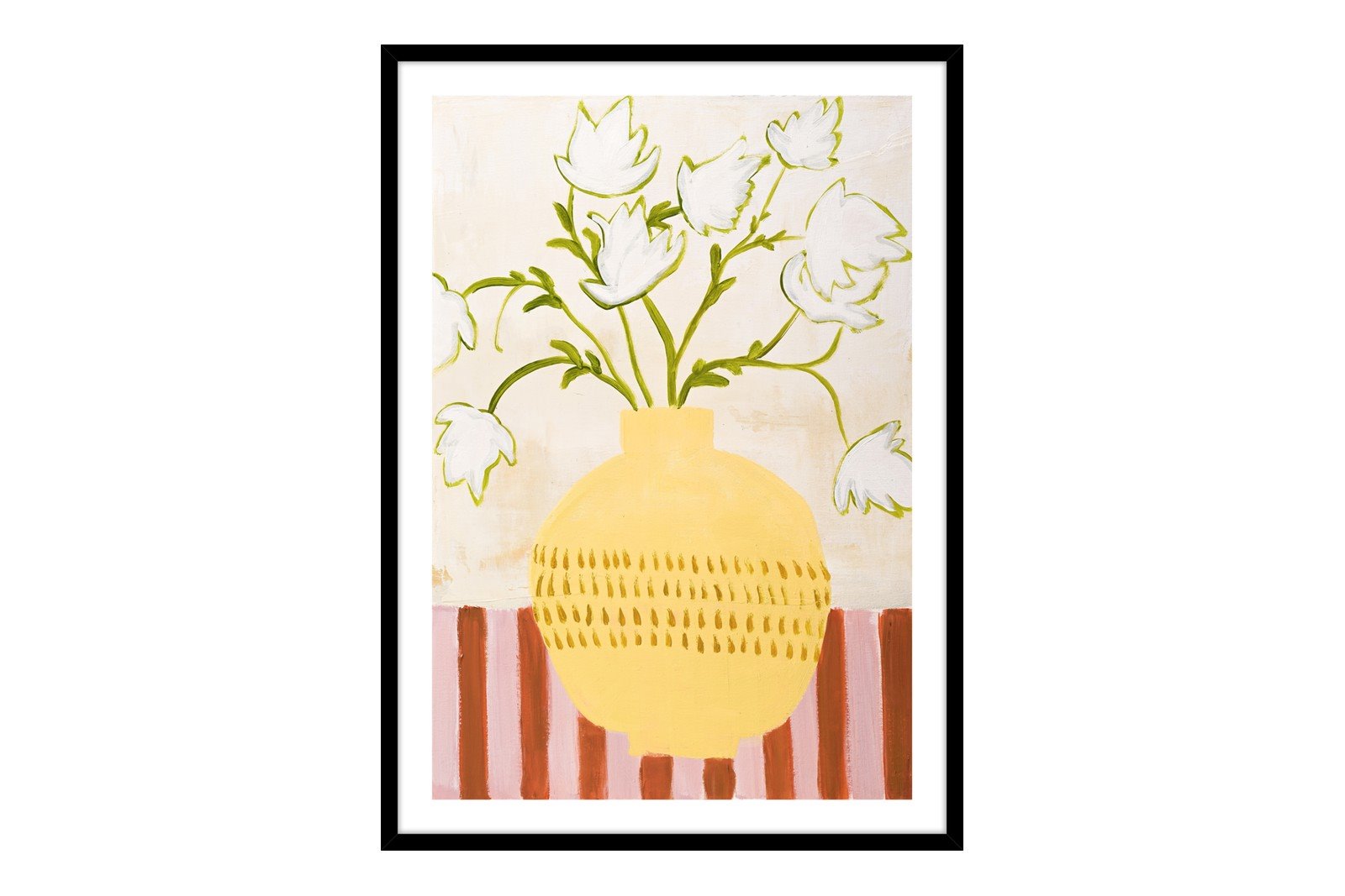 Yellow Vase 50x70 cm Black Frame