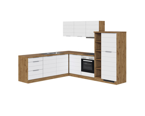 Held Furniture hoekkeuken met apparatuur Florence 240 cm wit mat gedemonteerd omkeerbaar model 1115.6291