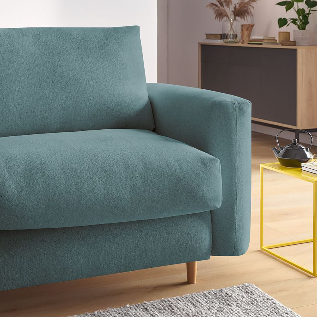 Bobochic Canapé droit cocoone convertible express  bleu foncé - 200x105x98 cm