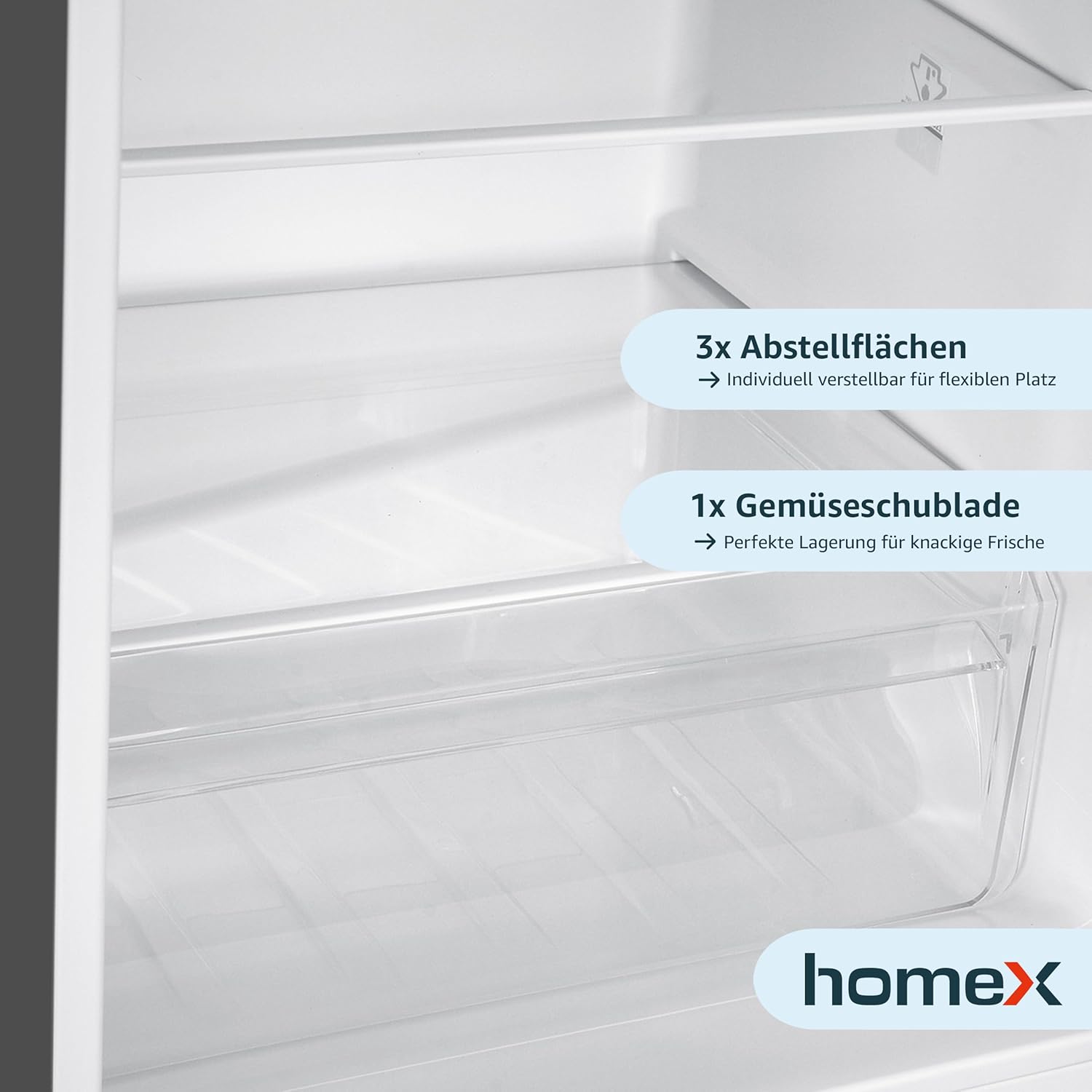 homeX Kühlschrank mit Gefrierfach | Kühl Gefrierkombination freistehend | 173 Liter Nutzinhalt | 4-Sterne Gefrieren | Höhe 142,5 cm | Leise 40 dB | Große Kühlgefrierkombi silber | CFS1110-S