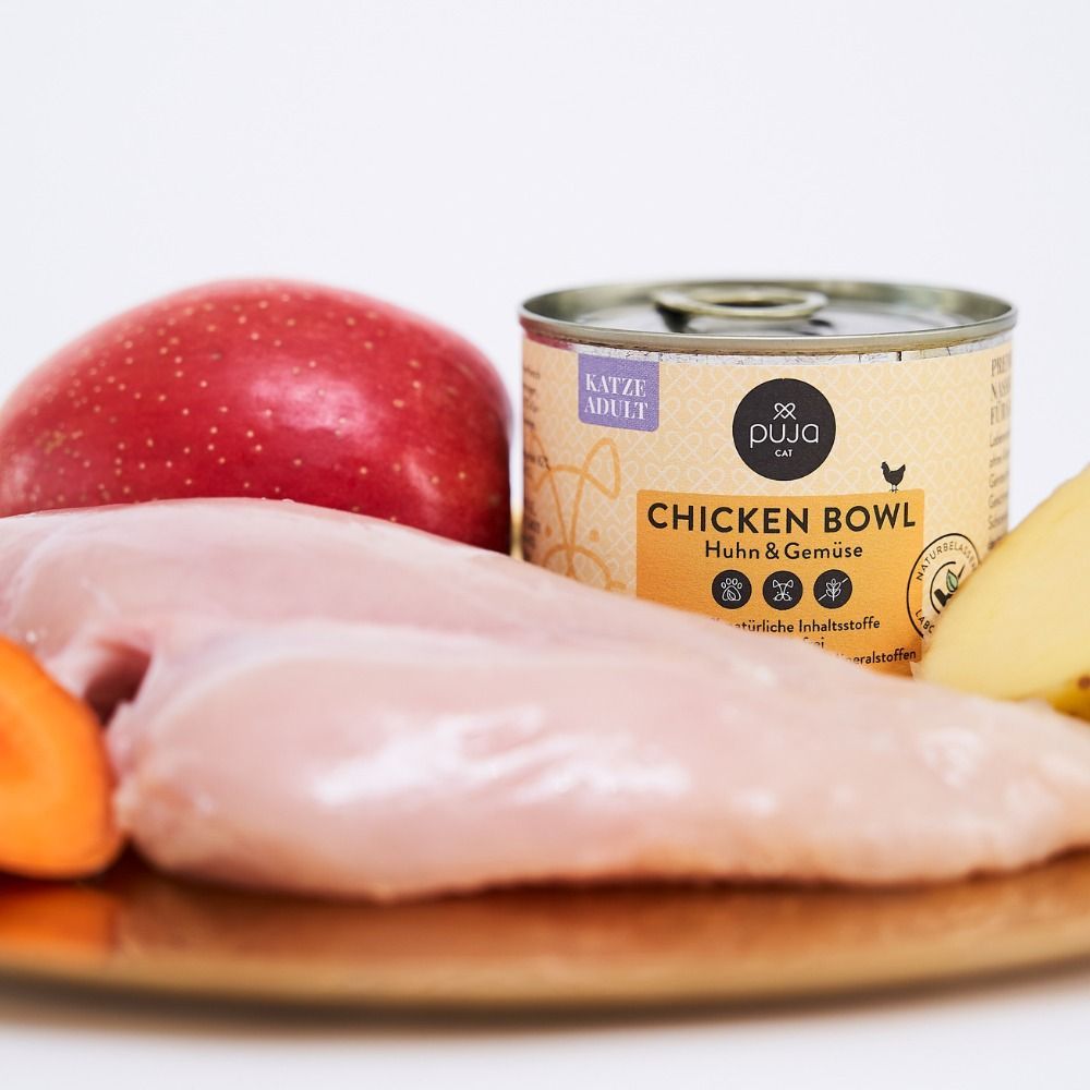 PUJA Premium Nassfutter Chicken Bowl für Katzen