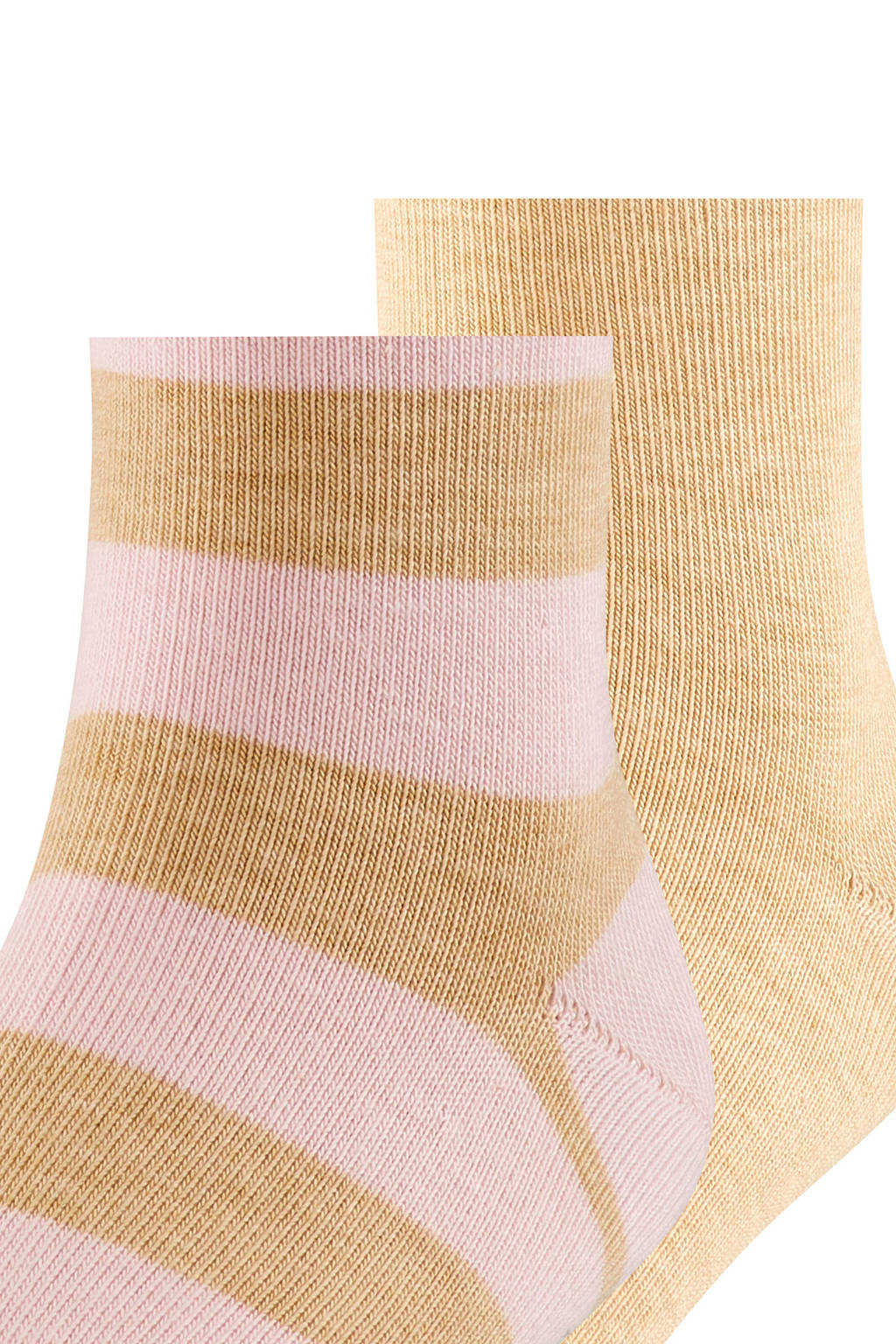 FALKE Happy Stripe sokken - set van 2 lichtroze/beige
