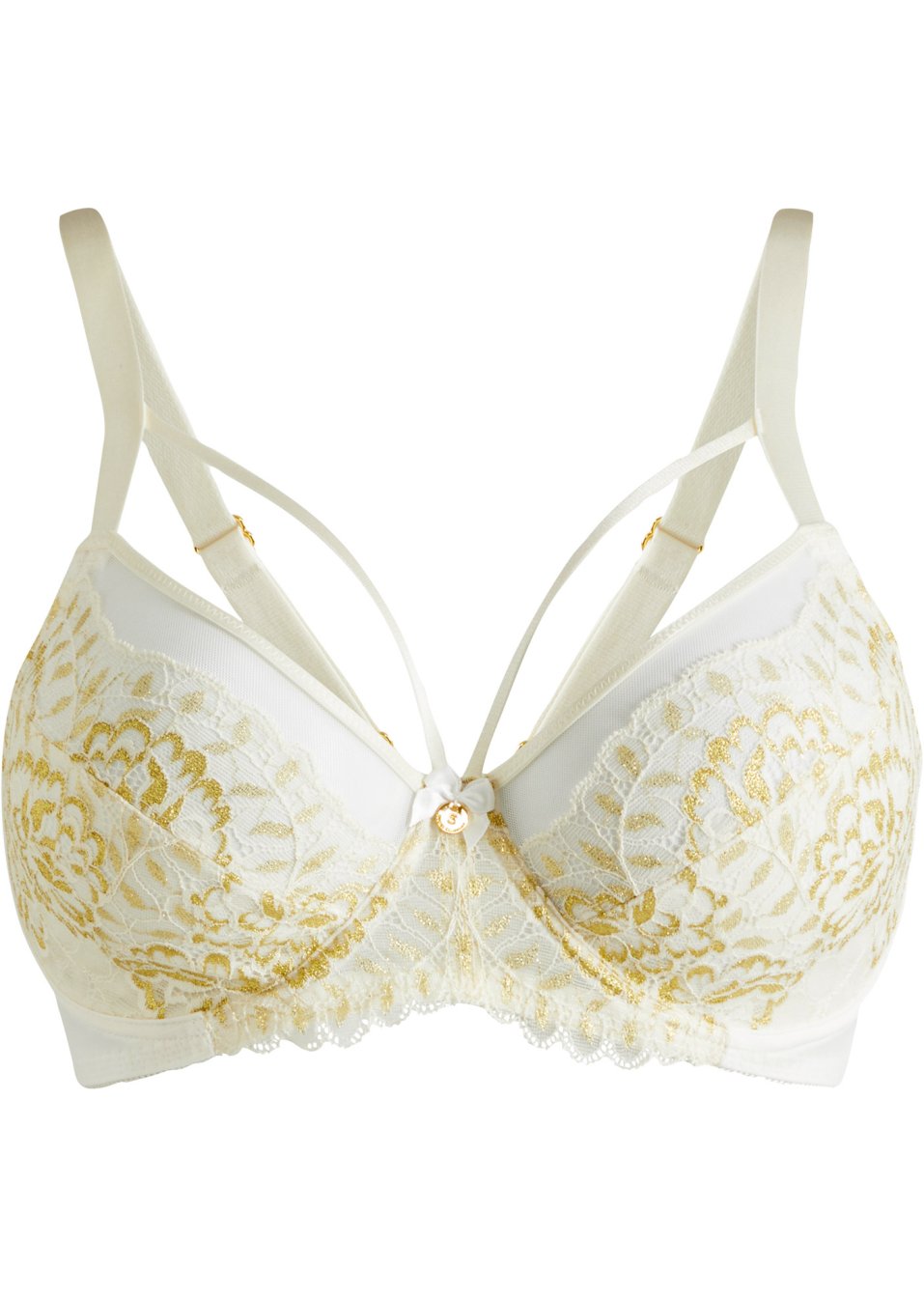 Soutien-gorge minimiseur à armatures avec dentelle dorée en lurex