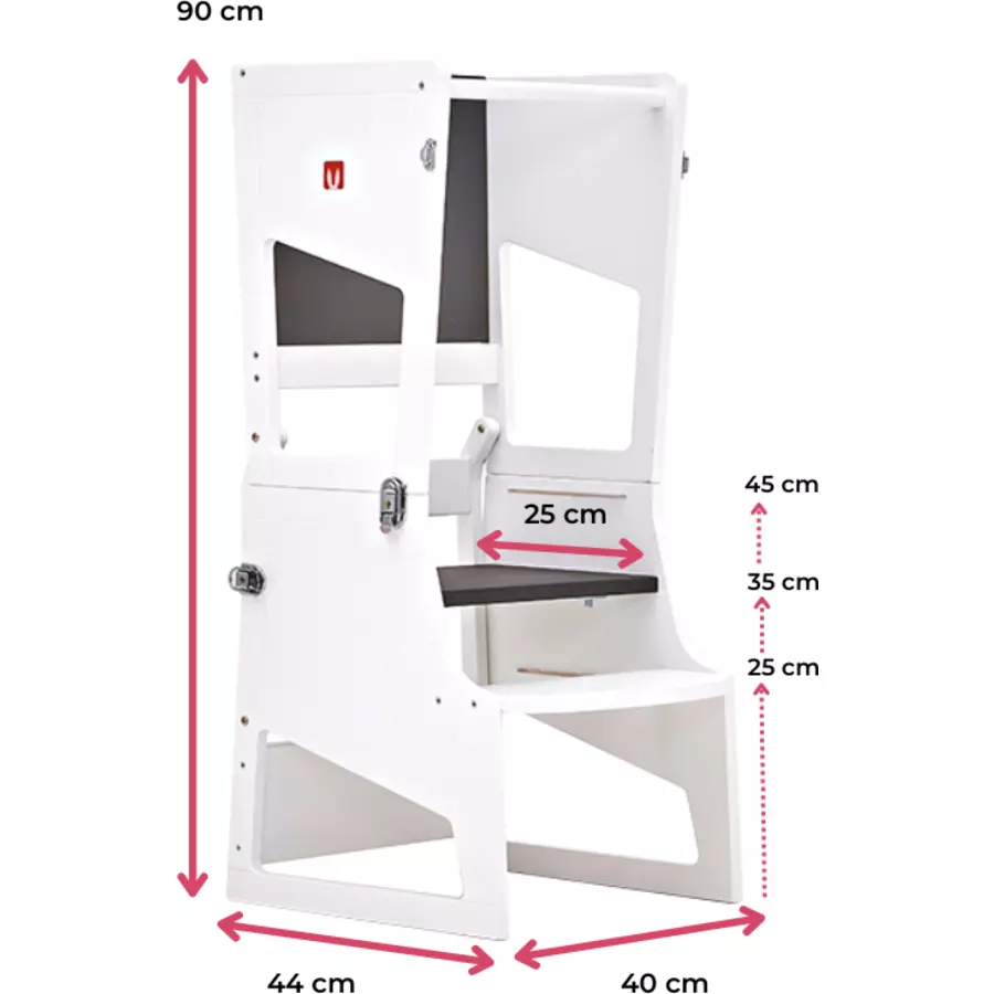 Bianconiglio Kids® Lernturm Transformer R mit Tafelseite mattweiß