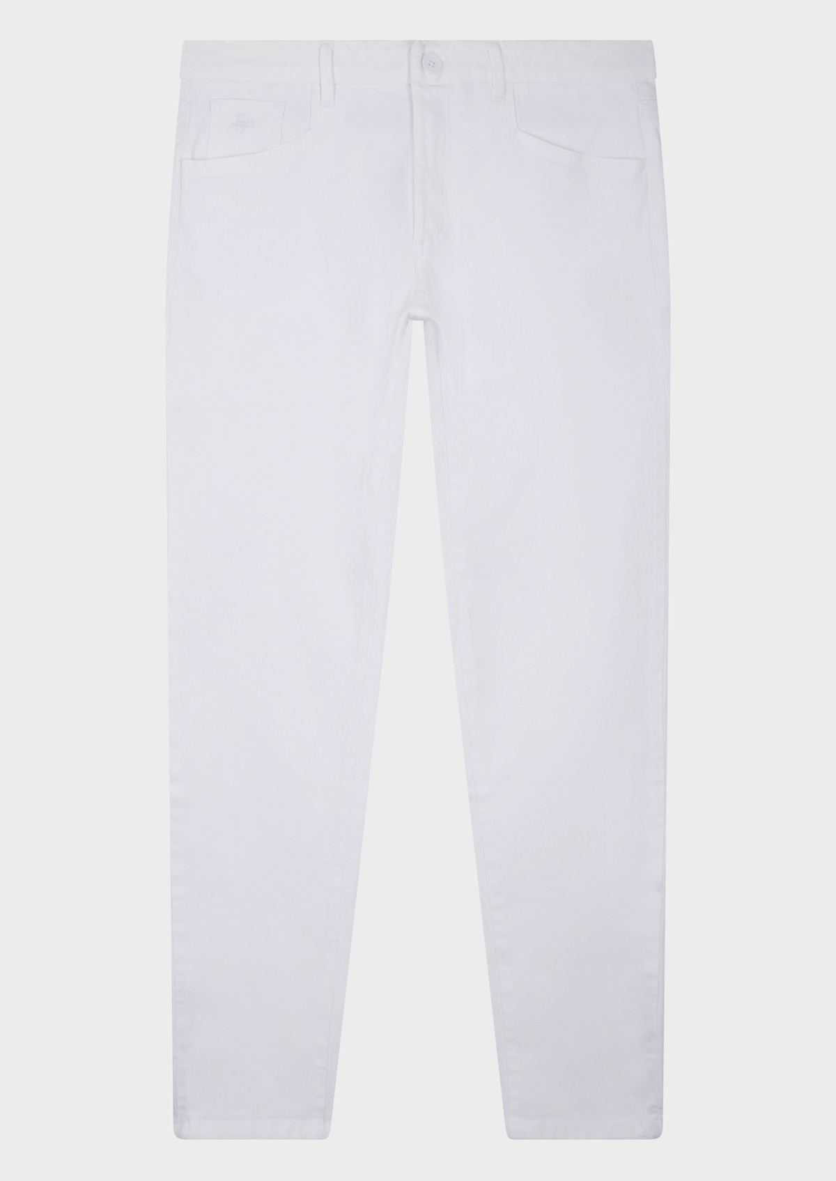 Pantalon casual skinny en coton stretch uni blanc