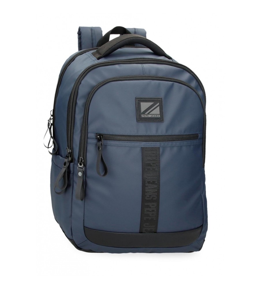 Mochila para laptop Pepe Jeans Hoxton com três compartimentos, azul marinho