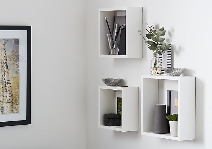 Lot de 3 étagères murales cubes modulables Rigga Form, blanc
