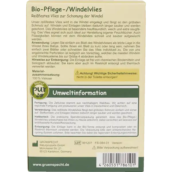 Bio-Pflege- / Windelvlies