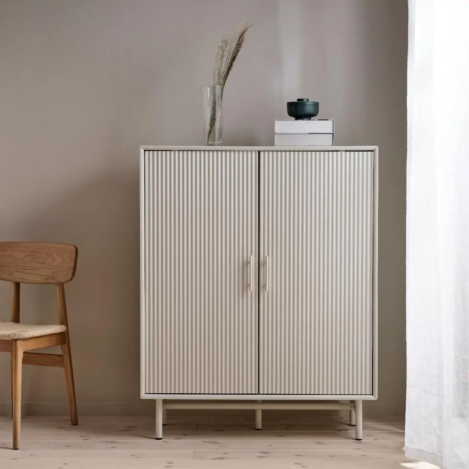 Wandkast Greige Metaal - 2-Deuren - 100x40x125cm - Palma