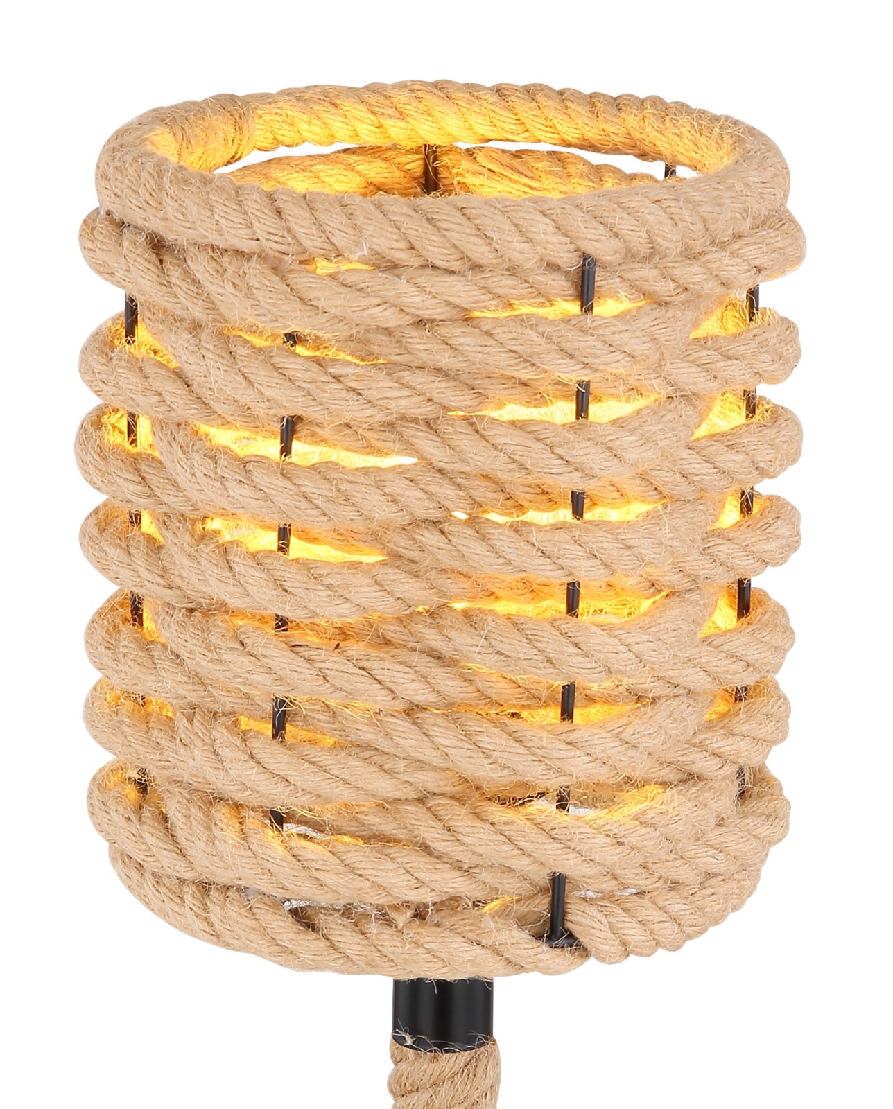 Tischleuchte - schwarz-naturfarben - 45 cm