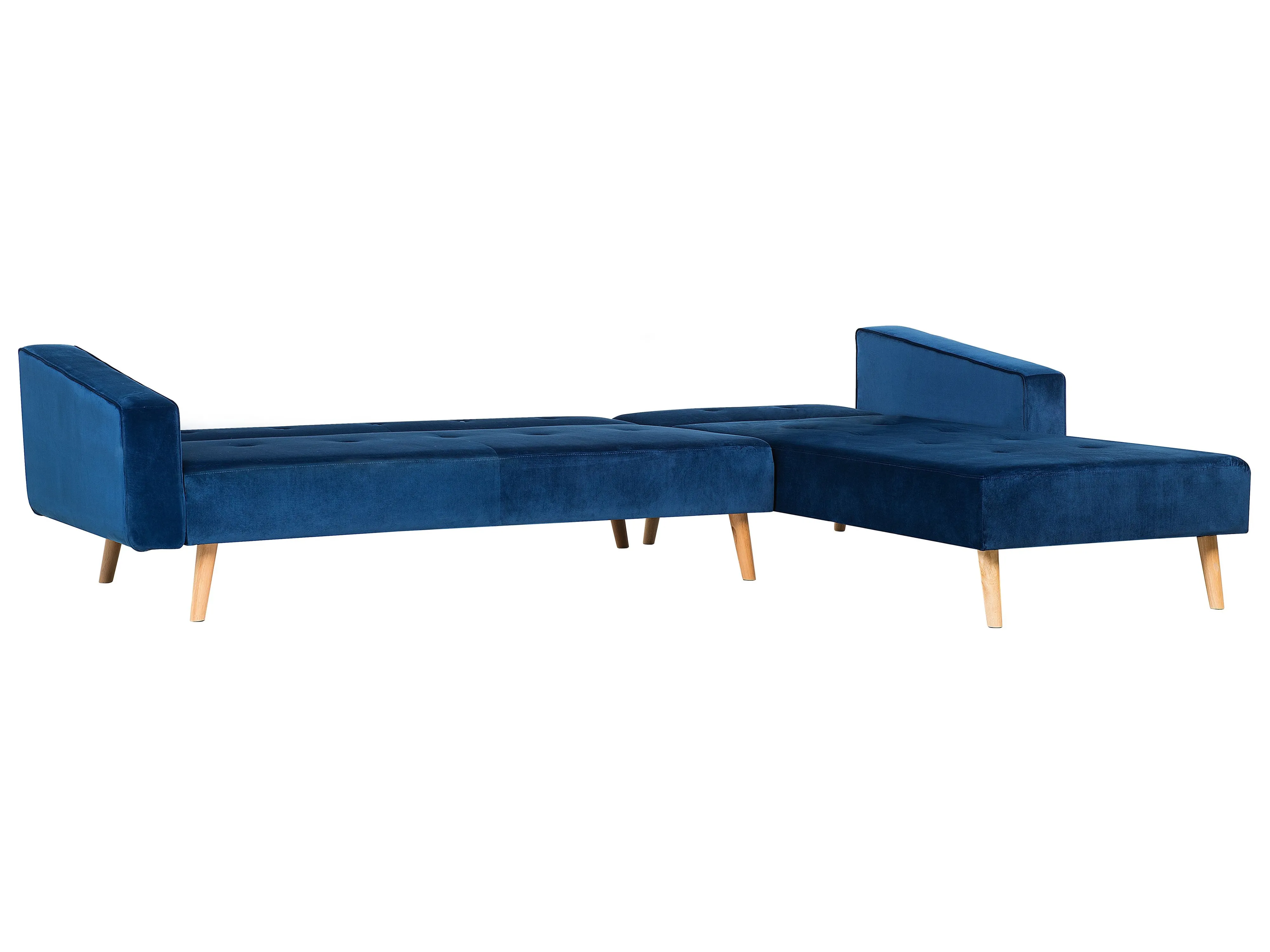 Hoekslaapbank 4-zits VADSO Fluweel Marineblauw linkszijdig