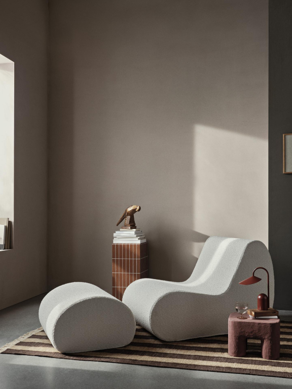 Ferm Living Rouli poef 60x67 Bouclé Off-White