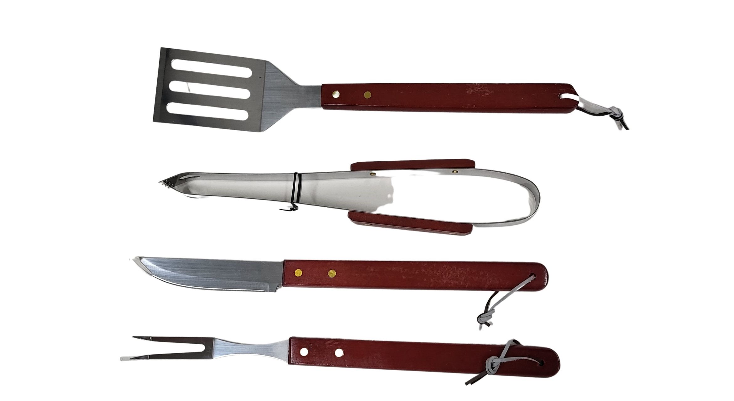 Grillbesteck-Set Edelstahl mit Schürze Gabel Messer Wender Zange Handschuh