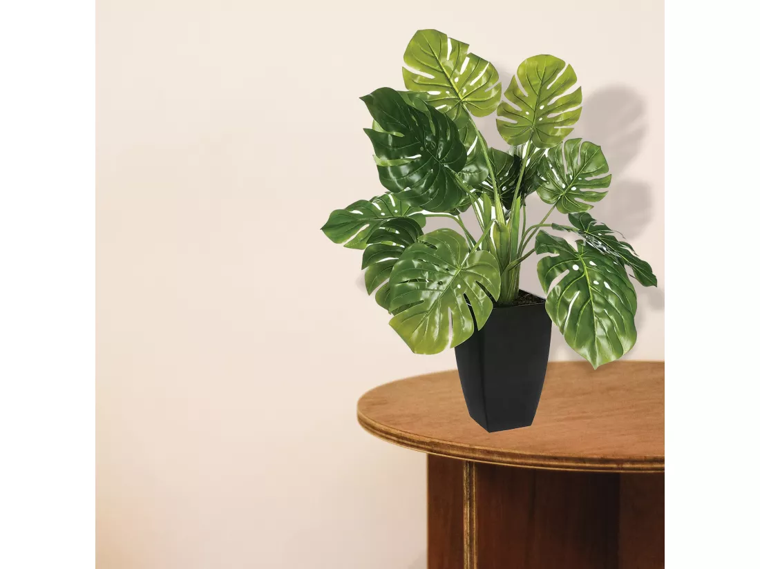 Plante verte artificielle en pot l.67 x d.55 x h 70, verte