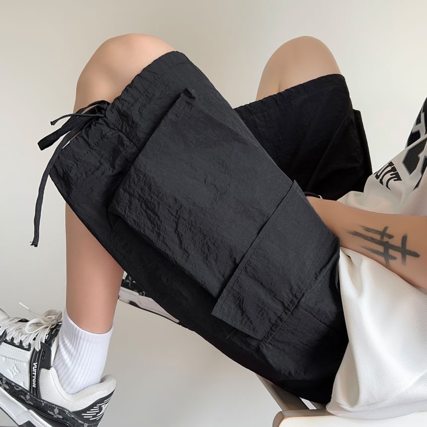 Breeson - Hoge taille, effen, wijde cargoshorts