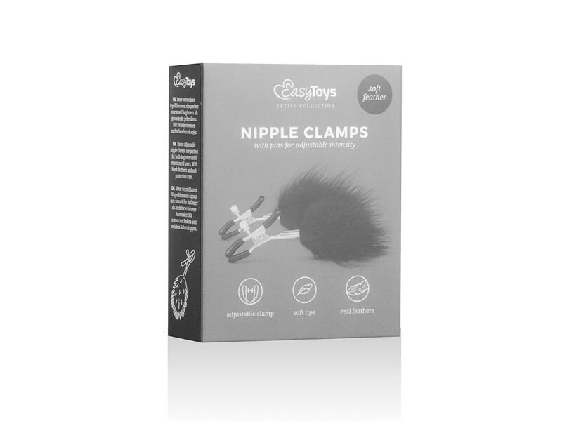 Easytoys Fetish Collection Nippelklemmen Verstellbare Brustwarzenklammern mit Plüsch-Tickler