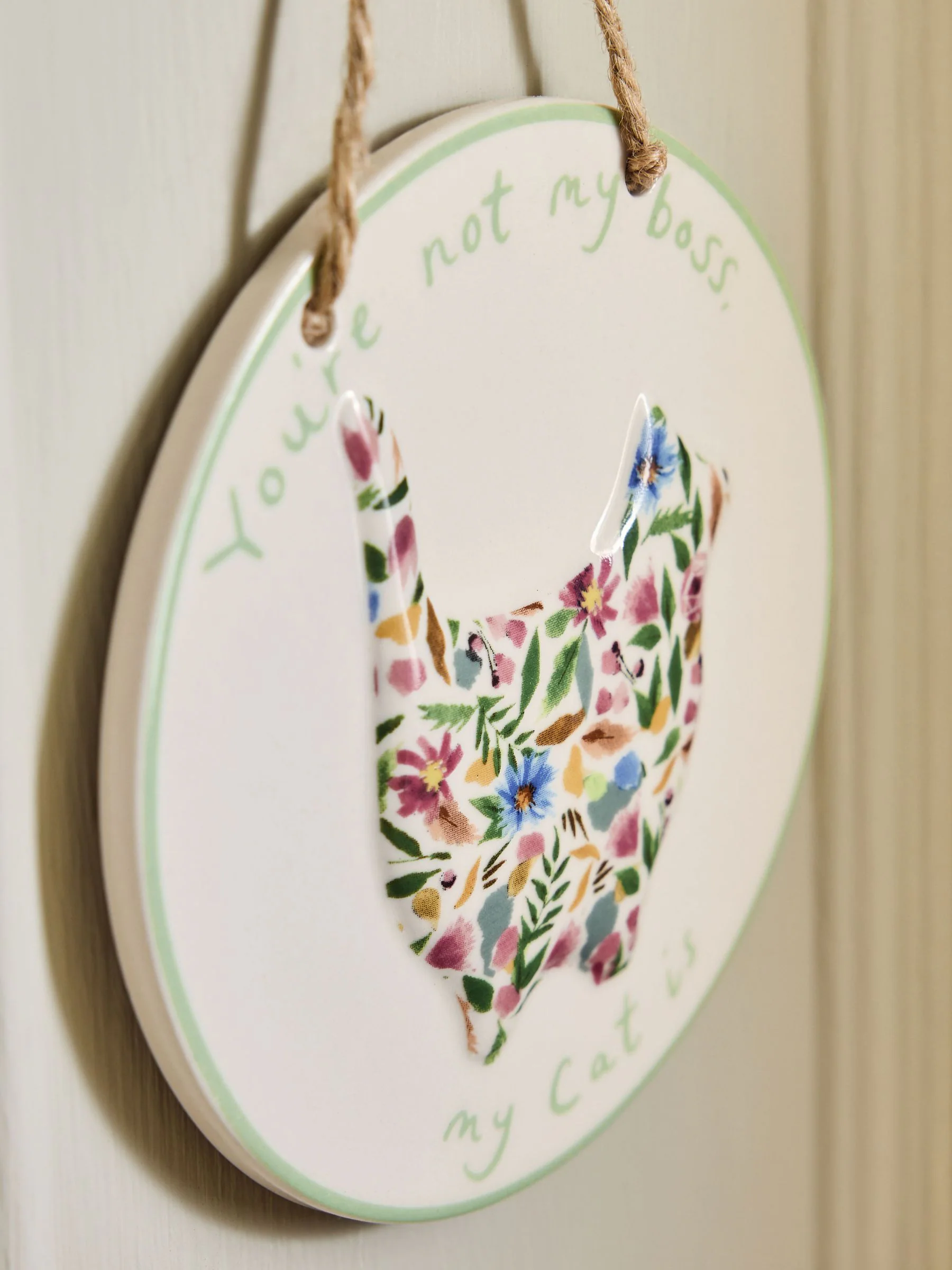 Ceramic Floral Cat Person Hanging Decoration