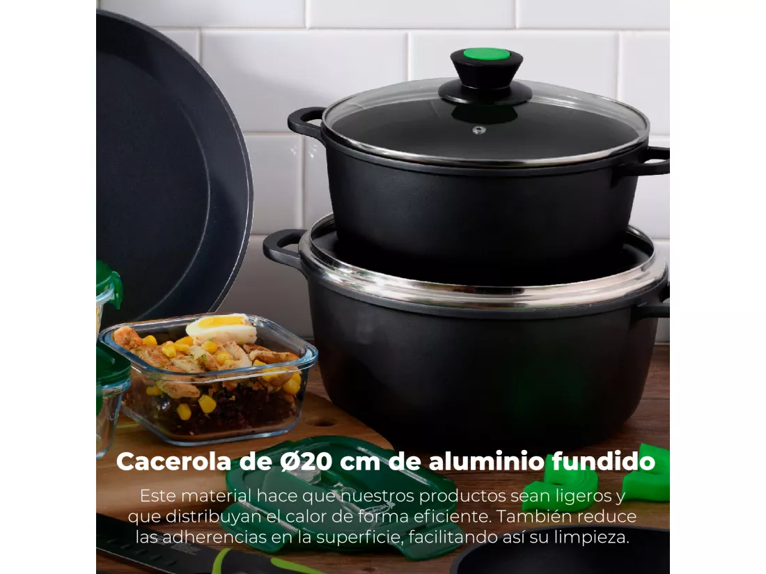 Cocotte 20 x 9 cm avec couvercle en fonte d'aluminium adaptée à l'induction