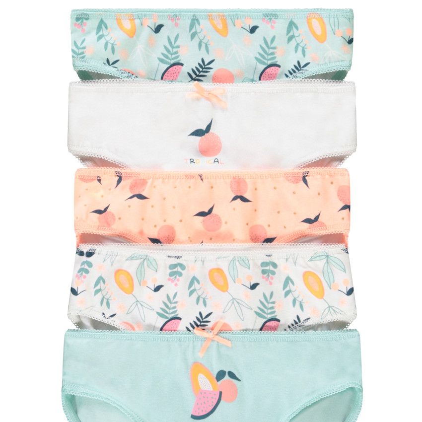 Lot de 5 culottes fantaisie en jersey pour fille - Blanc