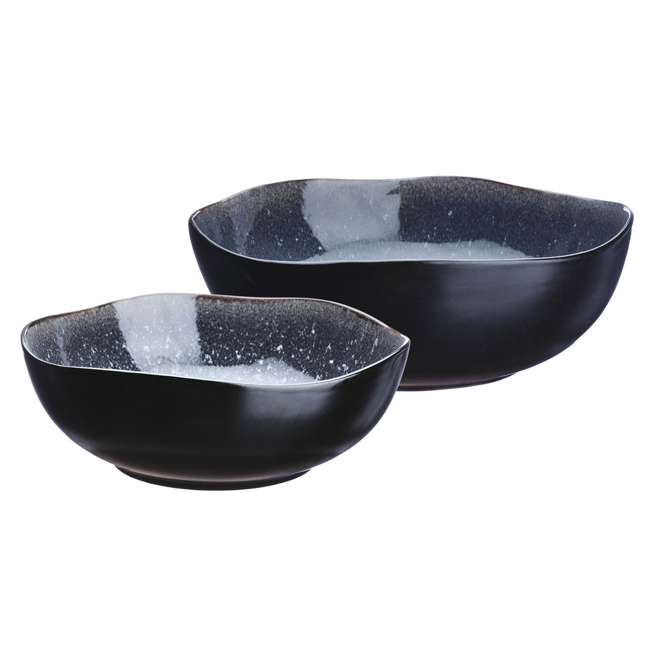 Bjorn 2 Saladiers en Grès Iris bleu foncé - 24x8.5/28.5x10 cm