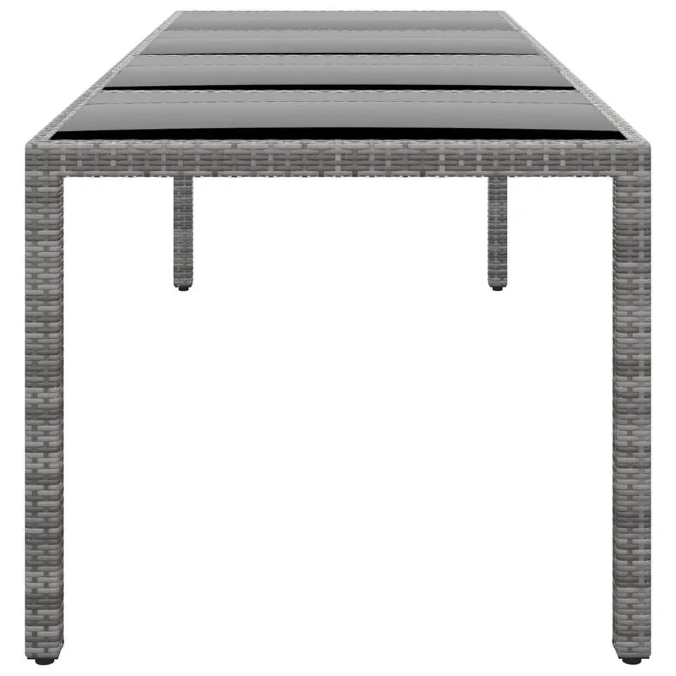 vidaXL - Tuintafel - Grijs - Gehard glas en poly rattan - 250x100x75 cm