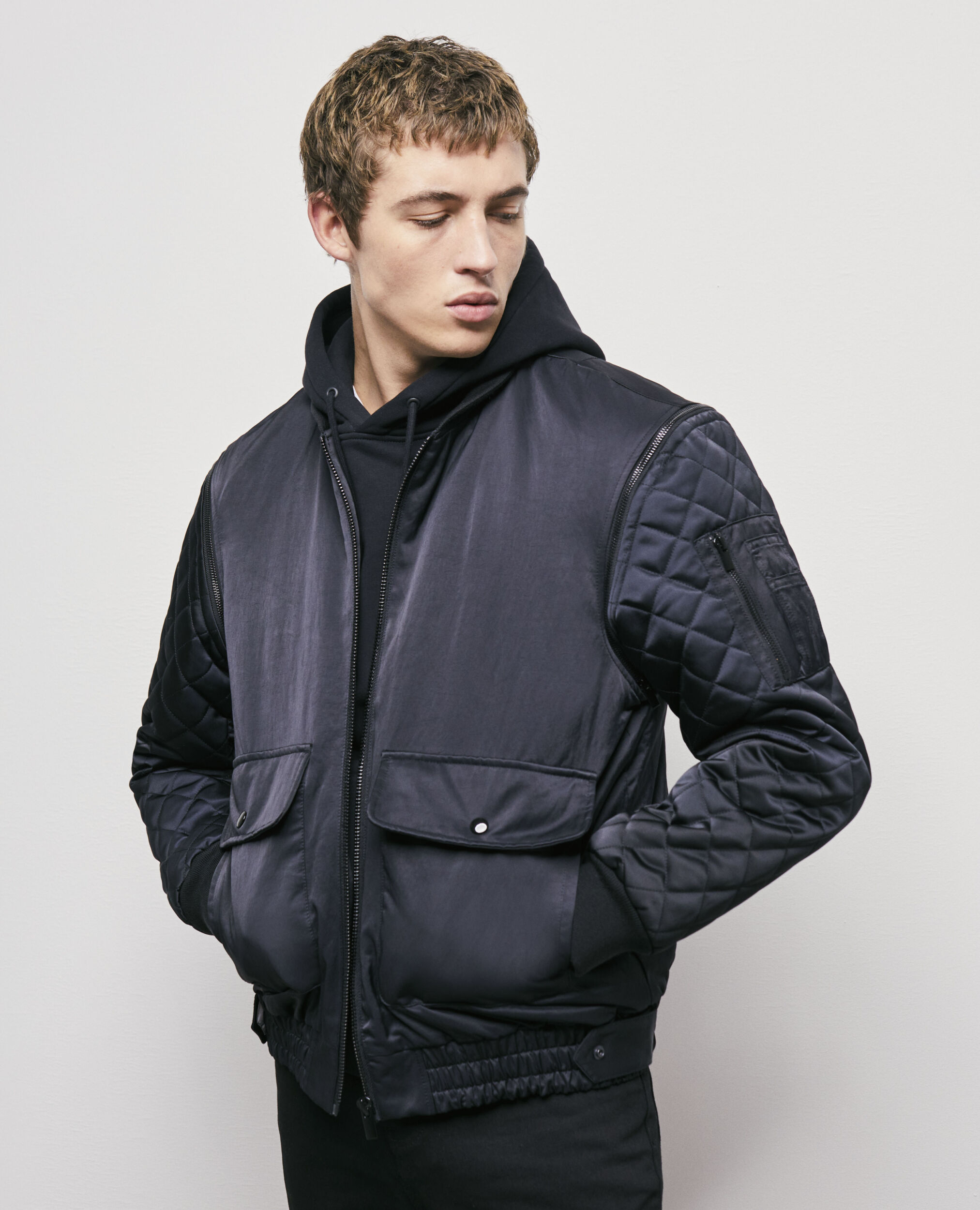 Bomber manches amovibles noir