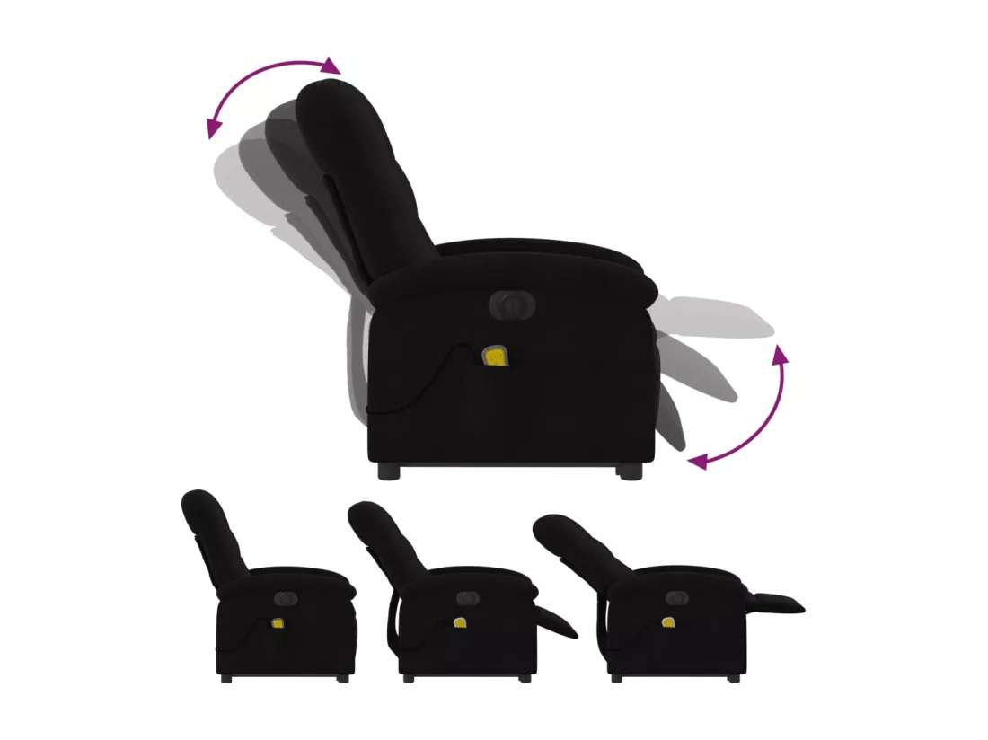 Fauteuil inclinable massant électrique Noir Tissu
