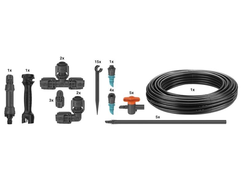 GARDENA Start-Set Tropfbewässerung für Gemüse Micro-Drip-Sy Für eine zuverlässige Bewässerung von Gemüse- und Blumenbeeten bis zu 60 m²