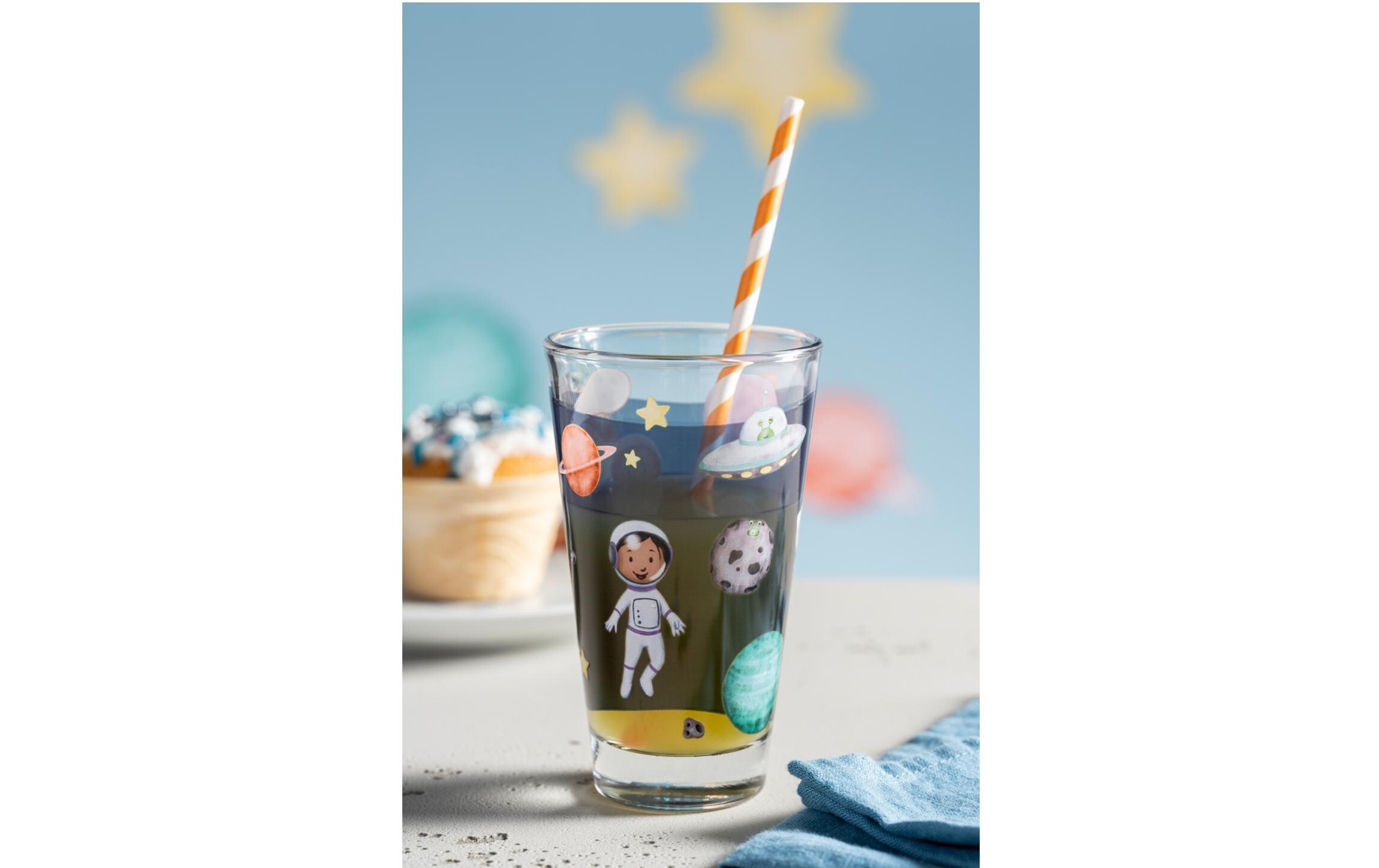 Kindertrinkglas Avventura 300 ml, 6 Stück, WeltallTrinkglas für Kinder