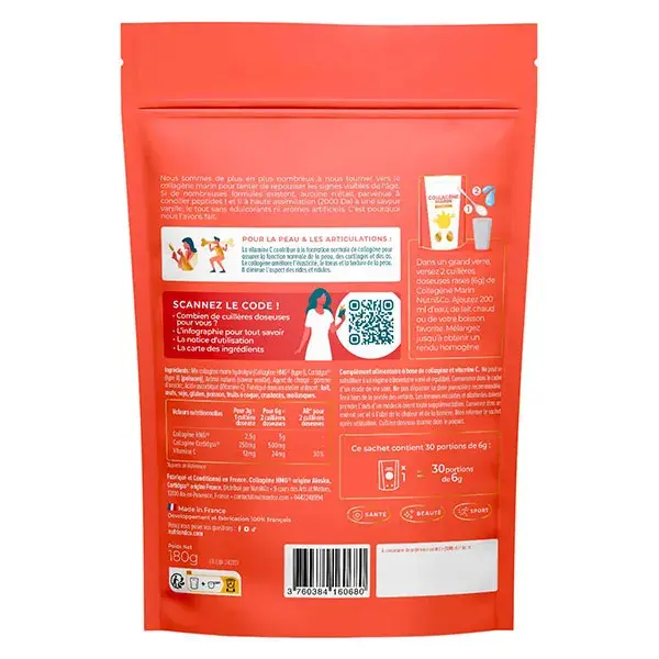 Nutri&Co Colágeno Marinho Tipo 1, 2 e 3 para Pele e Articulações Sabor Baunilha 180g