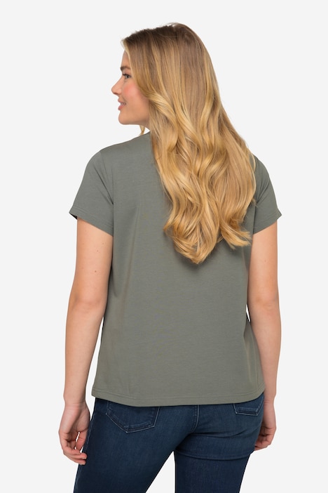 T-Shirt, kleiner Knoten Print, V-Ausschnitt, Halbarm, OEKO-TEX MIG