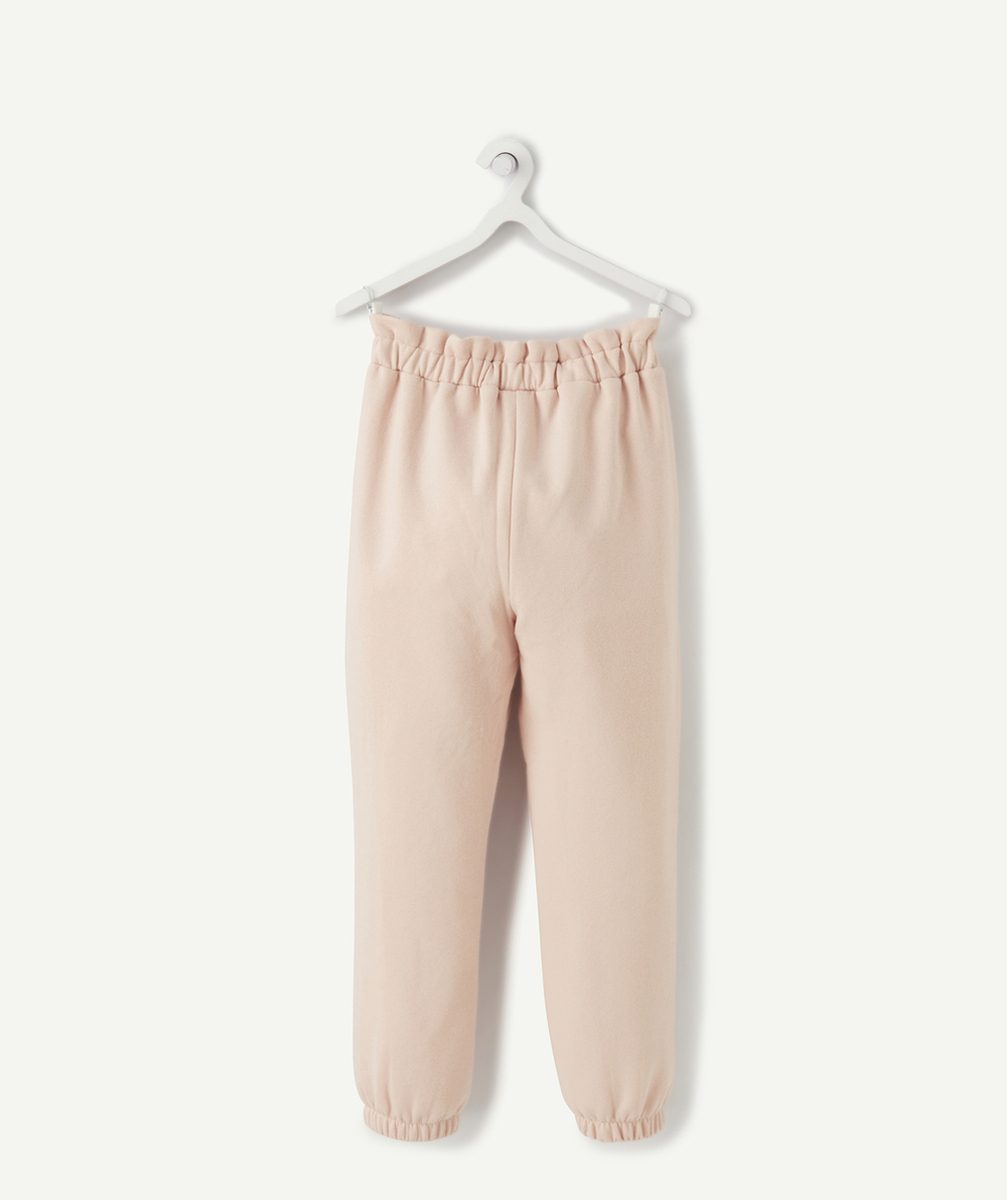 JOGGING FILLE EN COTON RECYCLÉ ROSE AVEC BANDES BLANCHES