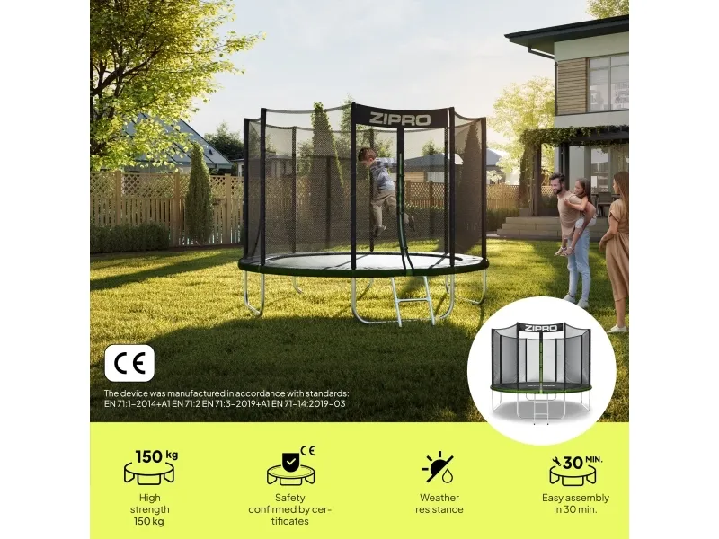 Zipro Trampolin med eksternt net 10FT 312cm   skopose
